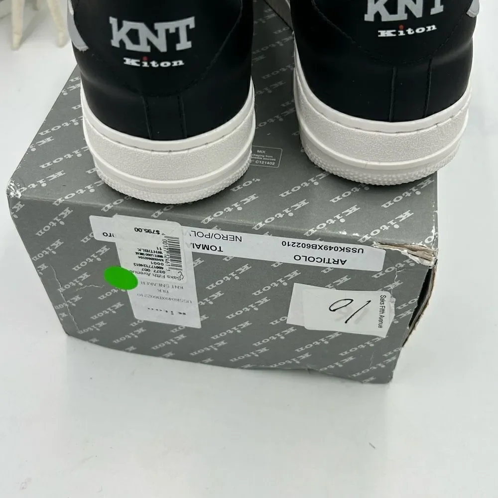 Men’s Kiton KNT black leather sneakers size 11 maiden in Italy